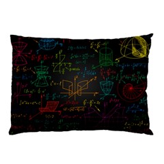 Mathematical Colorful Formulas Drawn By Hand Black Chalkboard Pillow Case by Vaneshart