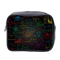 Mathematical Colorful Formulas Drawn By Hand Black Chalkboard Mini Toiletries Bag (two Sides) by Vaneshart