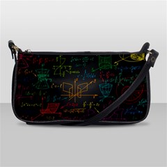 Mathematical Colorful Formulas Drawn By Hand Black Chalkboard Shoulder Clutch Bag by Vaneshart