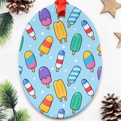 Cute Kawaii Ice Cream Seamless Pattern Oval Ornament (two Sides) by Vaneshart