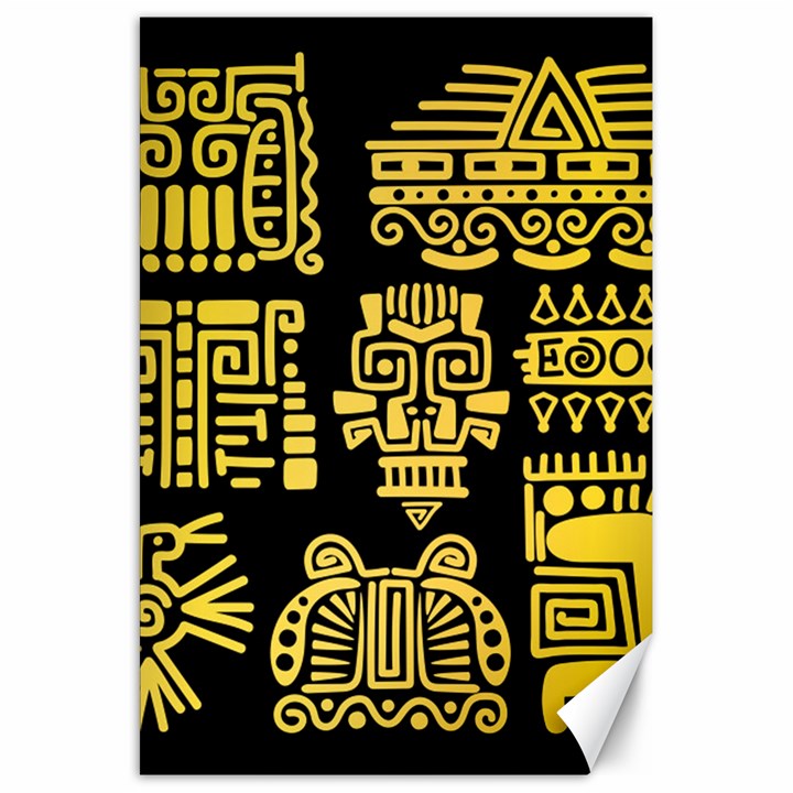 American Golden Ancient Totems Canvas 20  x 30 