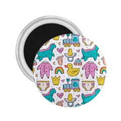 Baby Care Stuff Clothes Toys Cartoon Seamless Pattern 2 25  Magnets by Vaneshart