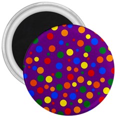 Gay Pride Rainbow Multicolor Dots 3  Magnets by VernenInk