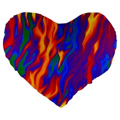 Gay Pride Abstract Smokey Shapes Large 19  Premium Flano Heart Shape Cushions by VernenInk