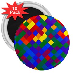 Gay Pride Diagonal Pixels Design 3  Magnets (10 Pack)  by VernenInk