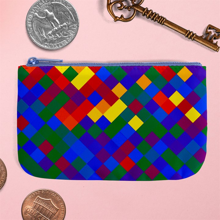 Gay Pride Diagonal Pixels Design Large Coin Purse