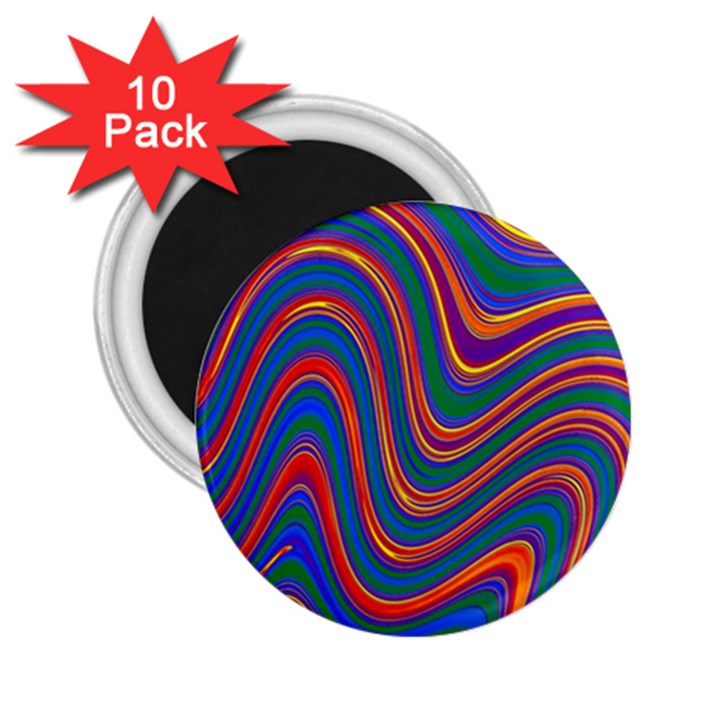 Gay Pride Rainbow Wavy Thin Layered Stripes 2.25  Magnets (10 pack) 