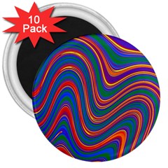 Gay Pride Rainbow Wavy Thin Layered Stripes 3  Magnets (10 Pack)  by VernenInk