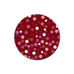 Lesbian Pride Flag Scattered Polka Dots Rubber Round Coaster (4 Pack)  by VernenInk