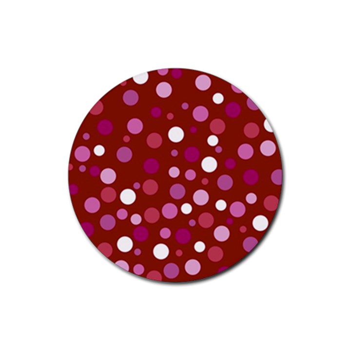 Lesbian Pride Flag Scattered Polka Dots Rubber Round Coaster (4 pack) 