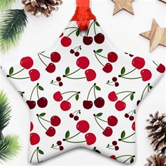 Cute Cherry Pattern Star Ornament (two Sides) by TastefulDesigns