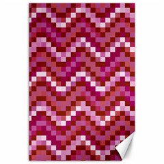 Lesbian Pride Pixellated Zigzag Stripes Canvas 24  X 36  by VernenInk