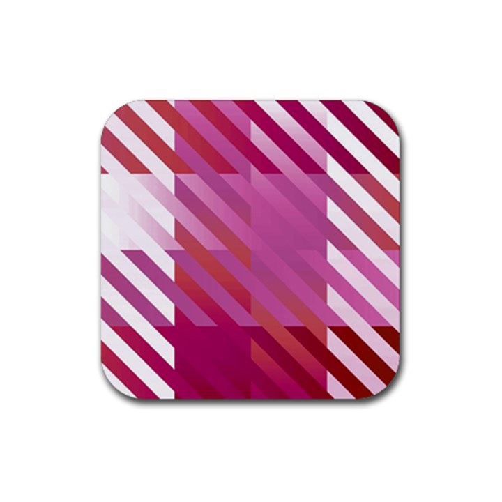 Lesbian Pride Diagonal Stripes Colored Checkerboard Pattern Rubber Coaster (Square) 