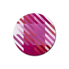 Lesbian Pride Diagonal Stripes Colored Checkerboard Pattern Rubber Coaster (round)  by VernenInk