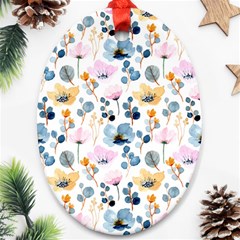 Watercolor Floral Seamless Pattern Ornament (oval) by TastefulDesigns