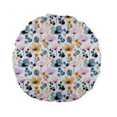 Watercolor Floral Seamless Pattern Standard 15  Premium Flano Round Cushions by TastefulDesigns