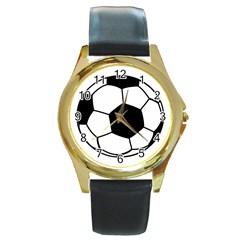 Soccer Lovers Gift Round Gold Metal Watch by ChezDeesTees