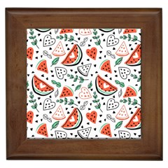 Seamless-vector-pattern-with-watermelons-mint Framed Tile by Vaneshart