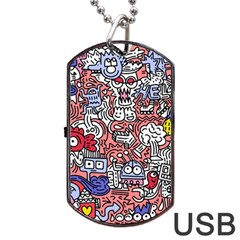 Hand-drawn-vector-illustration-doodle-funny-world-illustrator-line-tools-drawing-flat-design Dog Tag Usb Flash (two Sides) by Vaneshart