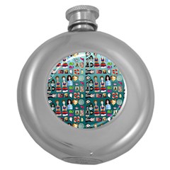 Kawaiicollagepattern2 Round Hip Flask (5 Oz) by snowwhitegirl