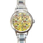 Kawaiicollagepattern3 Round Italian Charm Watch Front