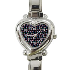 Goth Girl In Blue Dress Black Pattern Heart Italian Charm Watch by snowwhitegirl