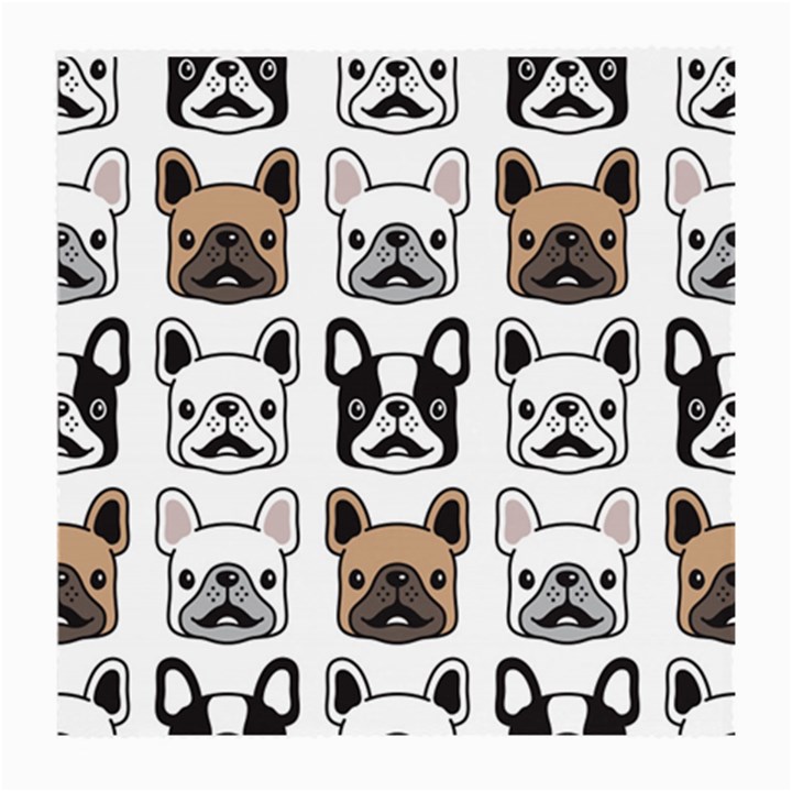 Dog french bulldog seamless pattern face head Medium Glasses Cloth (2 Sides)