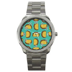 Taco Drawing Background Mexican Fast Food Pattern Sport Metal Watch by BangZart