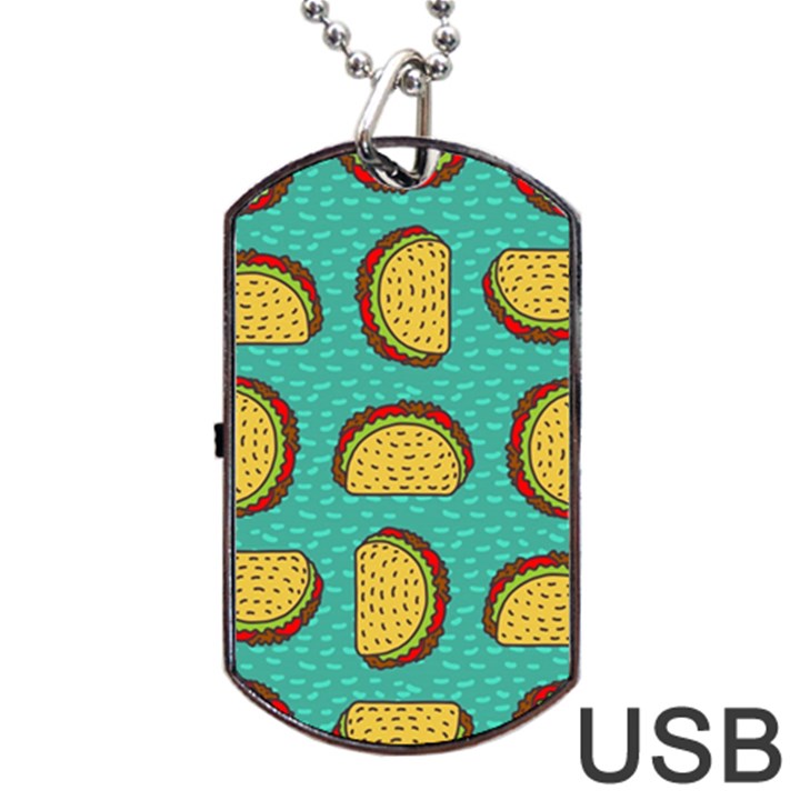 Taco drawing background mexican fast food pattern Dog Tag USB Flash (One Side)