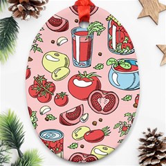 Tomato Seamless Pattern Juicy Tomatoes Food Sauce Ketchup Soup Paste With Fresh Red Vegetables Ornament (oval) by BangZart