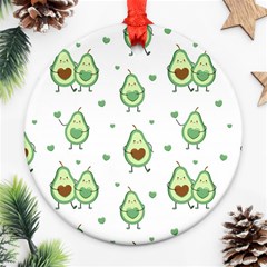 Cute Seamless Pattern With Avocado Lovers Round Ornament (two Sides) by BangZart