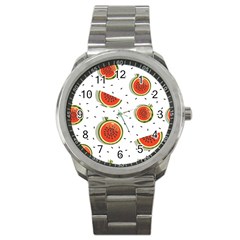 Seamless-background-pattern-with-watermelon-slices Sport Metal Watch by BangZart