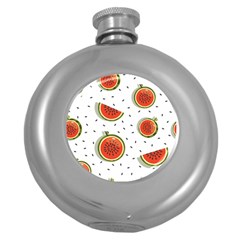 Seamless-background-pattern-with-watermelon-slices Round Hip Flask (5 Oz) by BangZart