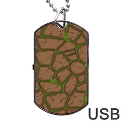 Cartoon Brown Stone Grass Seamless Background Texture Pattern Dog Tag Usb Flash (two Sides) by BangZart