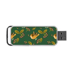 Cute Seamless Pattern Bird With Berries Leaves Portable Usb Flash (two Sides) by BangZart