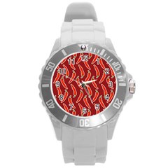 Chili Pattern Red Round Plastic Sport Watch (l) by BangZart