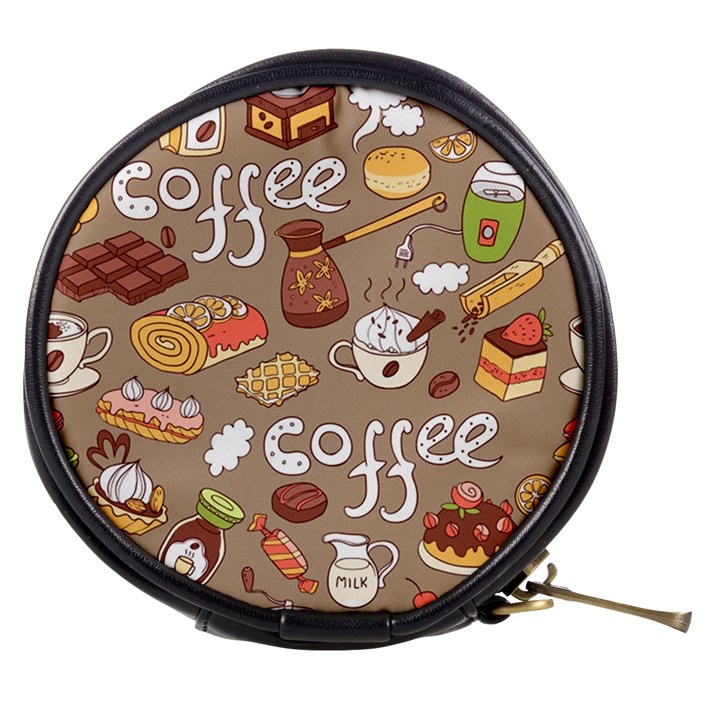 Vector seamless pattern with doodle coffee equipment Mini Makeup Bag