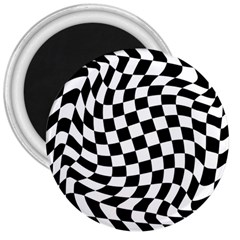 Weaving Racing Flag, Black And White Chess Pattern 3  Magnets by Casemiro