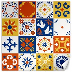 Mexican Talavera Pattern Ceramic Tiles With Flower Leaves Bird Ornaments Traditional Majolica Style Canvas 20  X 20  by BangZart