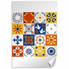 Mexican Talavera Pattern Ceramic Tiles With Flower Leaves Bird Ornaments Traditional Majolica Style Canvas 20  X 30  by BangZart