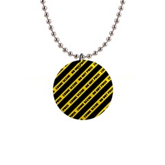 Warning Colors Yellow And Black - Police No Entrance 2 1  Button Necklace by DinzDas