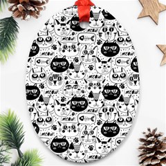 Cute Cat Faces Pattern Ornament (oval) by TastefulDesigns