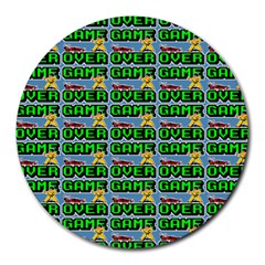 Game Over Karate And Gaming - Pixel Martial Arts Round Mousepads by DinzDas