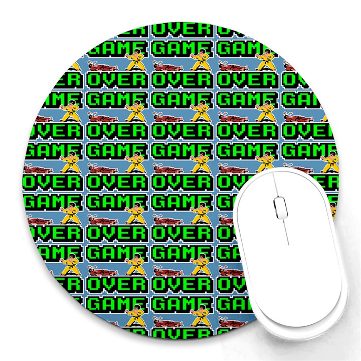 Game Over Karate And Gaming - Pixel Martial Arts Round Mousepads