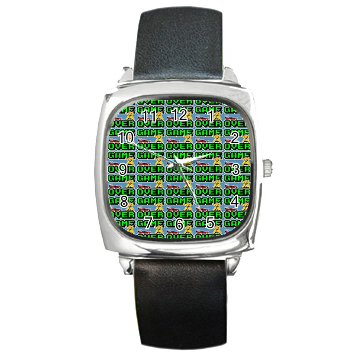 Game Over Karate And Gaming - Pixel Martial Arts Square Metal Watch