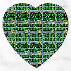 Game Over Karate And Gaming - Pixel Martial Arts Jigsaw Puzzle (heart) by DinzDas