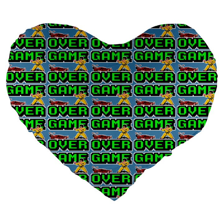 Game Over Karate And Gaming - Pixel Martial Arts Large 19  Premium Heart Shape Cushions