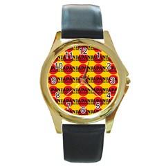 Japan Nippon Style - Japan Sun Round Gold Metal Watch by DinzDas