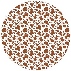 Animal Skin - Brown Cows Are Funny And Brown And White Wooden Puzzle Round by DinzDas