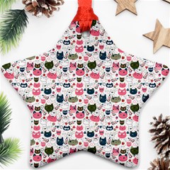 Adorable Seamless Cat Head Pattern01 Ornament (star) by TastefulDesigns